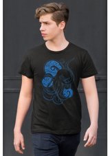 Artaport Design Unisex Ahtapot Tasarım Baskılı Siyah T-Shirt Xs