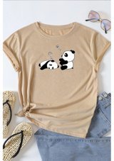 Uyguntarz Unisex Uykucu Panda Baskılı Tasarım T-Shirt L