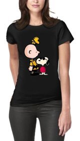 Art T-Shirt Snoopy Desıgn Kadın Siyah T-Shirt (538145446) S