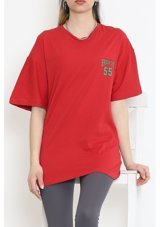 Tozlu Yaka Baskılı T-Shirt Kırmızı 17381.1778. 001 Kırmızı Xl