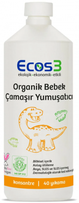 ECOS3 Organik Bebek Organik Bitkisel 1000 ml Sıvı Çamaşır Deterjan