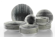Kütahya Porselen Nanokrem 890056 24 Parça 6 Kişilik Desenli Porselen Yuvarlak Yemek Takımı