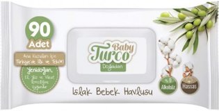 Baby Turco Doğadan Yenidoğan Zeytinyağlı Antibakteriyel 90 Yaprak Islak Mendil