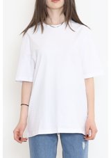 Tozlu Yaka Oversize T-Shirt Beyaz 17364.1059. 001 Beyaz L