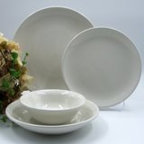 Arna Porselen Kırık Beyaz 16 Parça 4 Kişilik Desenli Stoneware Yuvarlak Yemek Takımı