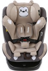 Yoyko Monkey Emniyet Kemeri-Isofix-Latch 360 Derece Dönen Yatabilen Yükseklik Ayarlı Sürüş Yönü Oto Koltuğu Kahverengi