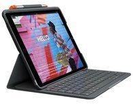 Logitech iPad 9. Nesil - 8. Nesil - 7. Nesil 10.2 inç Klavyeli Koyu Gri Standlı Tablet Kılıfı