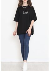 Tozlu Yaka Sırt Baskılı Oversize T-Shirt Siyah 15925.336. 001 Siyah L