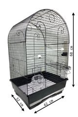 Arzum Petshop Çatılı Dikdörtgen Krom Muhabbet Kuşu Kafesi Siyah