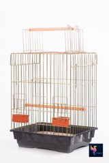Arspolo Ayaklı Dikdörtgen Pirinç Papağan Kafesi Bakır - Siyah