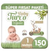Baby Turco Doğadan Yenidoğan Göbek Oyuntulu Cırtlı Bebek Bezi 150 Adet
