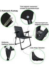 Moniev Kolçaklı Siyah 3'Lü Kamp Sandalyesi