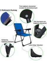Moniev Kolçaklı Mavi 4'Lü Kamp Sandalyesi