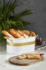 The Mia Kapaklı Beyaz-Gold Ekmek Kutusu