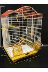 Arzum Petshop Çatılı Ayaklı Dikdörtgen Krom Muhabbet Kuşu Kafesi Renkli