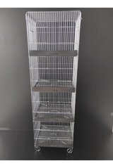 Çotanaklar Kafes Ayaklı Dikdörtgen Krom Muhabbet Kuşu Kafesi Beyaz - Siyah