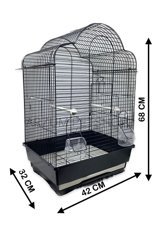 Arzum Kafes Çatılı Ayaklı Dikdörtgen Krom Muhabbet Kuşu Kafesi Siyah