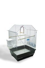 Arspolo Çatılı Dikdörtgen Krom Muhabbet Kuşu Kafesi Beyaz - Siyah
