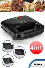Goldmaster Trimax 2 Dilim Çıkartılabilir Plaka Tek Yönlü 800 W Izgaralı Mini Siyah Tost Makinesi/Waffle ve Tost Makinesi