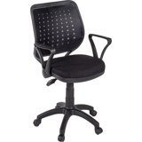 Ofisbazaar Fileli Kolçaklı Dönerli Siyah Çalışma Sandalyesi