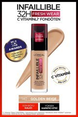 L'Oreal Paris Infaillible 32H Fresh Wear Golden Beige 140 Güneş Koruyuculu Likit Şişe Fondöten 30 ml