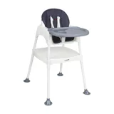 Baby Door 3104 3 in 1 Emniyet Kemerli 18 kg Kapasiteli Tekerleksiz Tepsili Oturaklı Portatif Mama Sandalyesi Gri