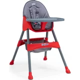 Baby2Go 2270 Snac Emniyet Kemerli 20 kg Kapasiteli Tekerlekli Tepsili Oturaklı Katlanır Portatif Mama Sandalyesi Kırmızı