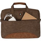 Minbag JANE Düz İki Gözlü Kumaş 15 inç Askılı Laptop Çantası Kahverengi
