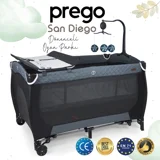 Prego Baby San Diego Alüminyum 20 kg Kapasiteli Ayarlanabilir Taşınabilir Katlanabilir Ara Katlı 70x120 cm Sallanan Anne Yanı Park Yatak Füme