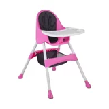 Babyhope BH-7001 Royal Çelik Emniyet Kemerli 20 kg Kapasiteli Tekerleksiz Tepsili Oturaklı Katlanır Mama Sandalyesi Pembe