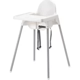 IKEA Antilop Polipropilen Emniyet Kemerli 15 kg Kapasiteli Tekerleksiz Tepsili Oturaklı Portatif Mama Sandalyesi Beyaz