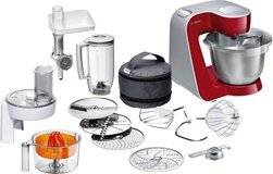 Bosch MUM55761 900 W 3.9 lt Standlı Hamur Yoğurma ve Mutfak Şefi Kırmızı-Gümüş
