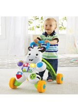 Fisher-Price Melodili Zebra Zebralı 4 Tekerlekli Oyuncaklı Müzikli İlk Adım Yürüteç Beyaz