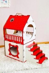 Digitus Dikdörtgen 2 Katlı Dış Mekan Kedi Evi Beyaz-Kırmızı