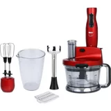 Fakir Mr Chef Quadro 1500 ml Plastik Hazneli Turbolu 5'li Blender Seti Kırmızı