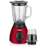 Sinbo 1500 ml Cam Hazneli Buz Kırıcılı Turbolu 6 Bıçaklı İkili Sürahili Blender Kırmızı