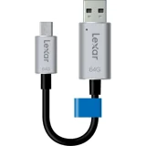 Lexar Jumpdrive C20M Çift Taraflı USB 3.1 Micro Usb 64 GB Flash Bellek Gri