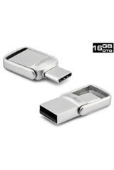 Auris Mini Çift Taraflı USB 3.1 Usb Type-C 16 GB Flash Bellek Gümüş