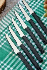 Cooker Lüks Meyve Bıçağı Seti Siyah 6 Parça Bıçak Takımı Kare Saplı Meyve Bıçağı
