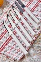 Cooker Lüks Meyve Bıçağı Seti Beyaz 6 Parça Bıçak Takımı Kare Saplı Meyve Bıçağı