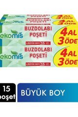 Ekomis Büyük Buz Dolabı Poşeti 4x15 Adet