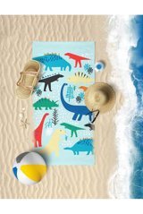 Vevienhome Dino Pamuklu Çocuk Plaj Havlusu Mavi