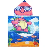 Bross Kaplumbağa Giyilebilir Pamuklu Çocuk Plaj Havlusu Kırmızı
