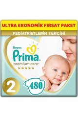 Prima Premium Care 2 Numara Cırtlı Bebek Bezi 480 Adet