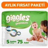 Giggles Premium Junior 5 Numara Cırtlı Bebek Bezi 75 Adet