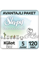 Sleepy Junior Avantajlı Paket 5 Numara Organik Külot Bebek Bezi 120 Adet