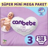 Canbebe Midi Süper Mini Mega Paket 3 Numara Bantlı Bebek Bezi 138 Adet