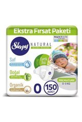 Sleepy Natural Prematüre 0 Numara Organik Cırtlı Bebek Bezi 150 Adet