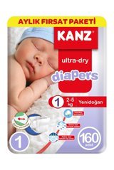 Kanz Ultra-Dry Yenidoğan Yenidoğan Cırtlı Bebek Bezi 160 Adet