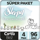 Sleepy Bio Natural Maxi 4 Numara Organik Cırtlı Bebek Bezi 96 Adet